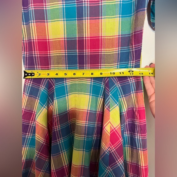 Retro inspired Handmade Cutesy Rainbow Plaid Women's Dress - Picture 7 of 9